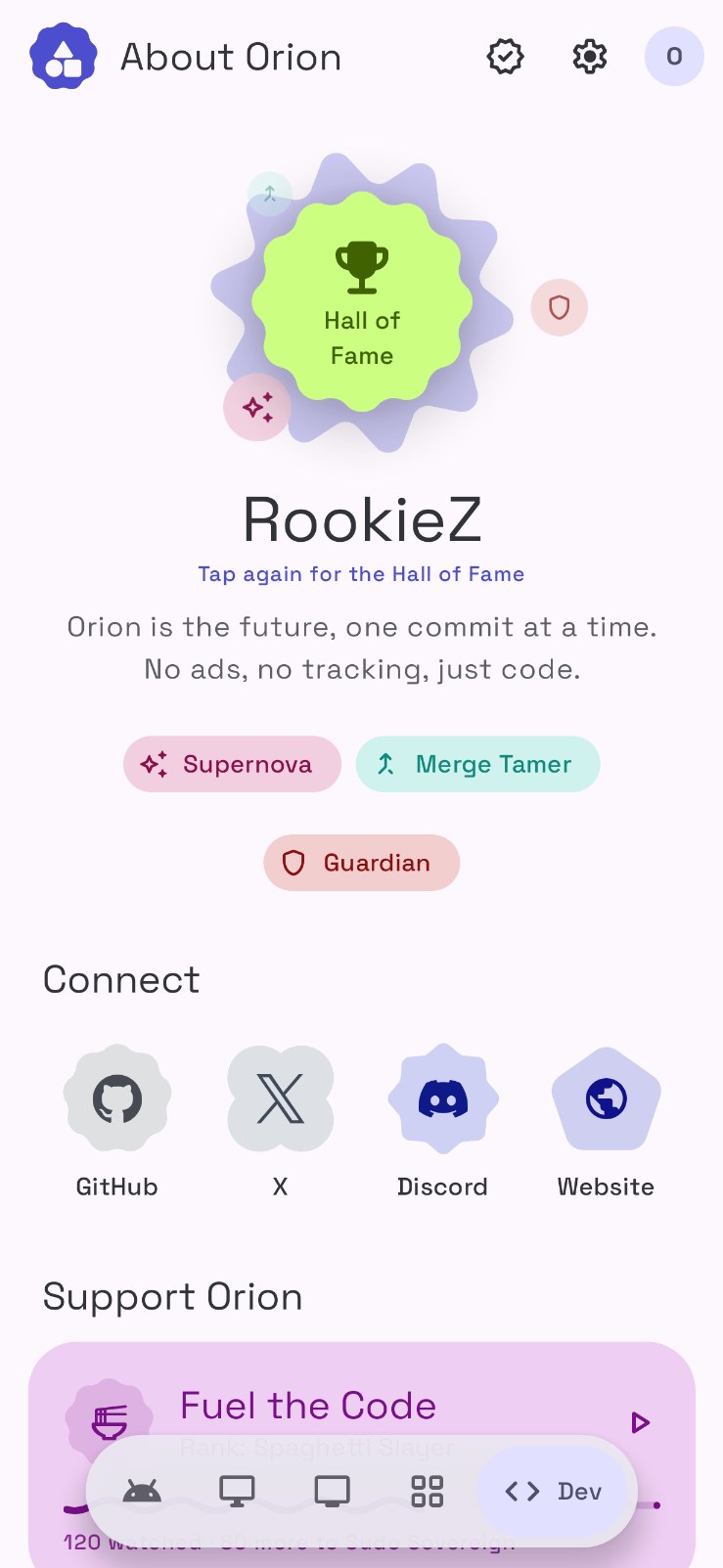 FitoTrack app page with a View on Codeberg button