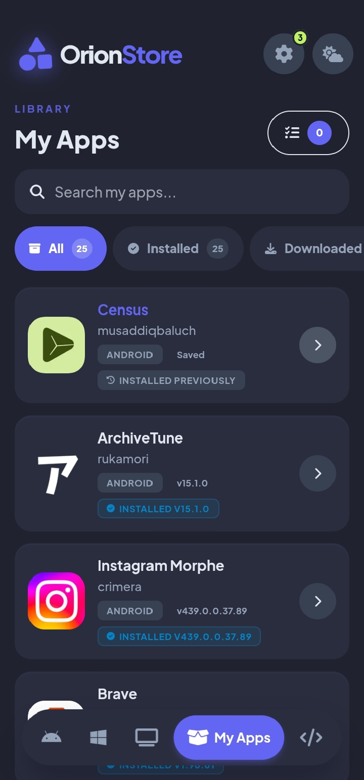 The My Apps hub